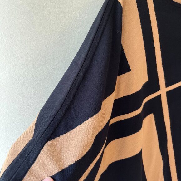 Chicos Sz L XL Reversible Knit Poncho Black Brown Tunic Sweater Cover Up - Picture 3 of 5